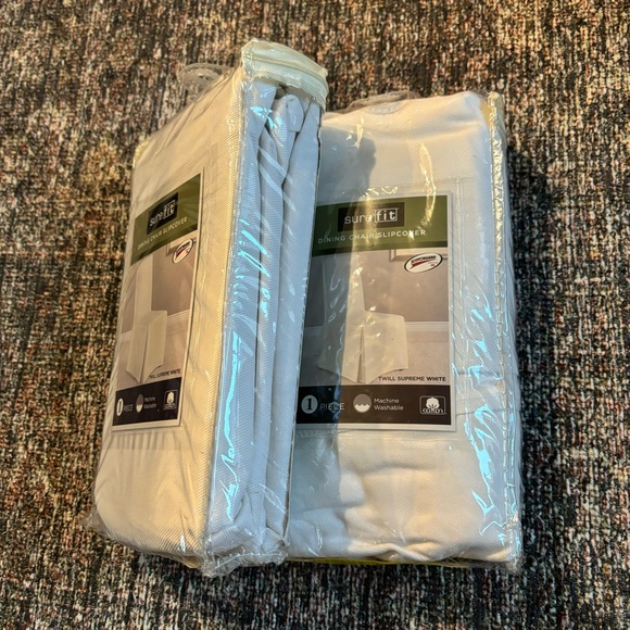 ❌SOLD❌ NEW Set of 2 SureFit Long Dining Chair Slipcovers - Twill White Supreme - Picture 9 of 11
